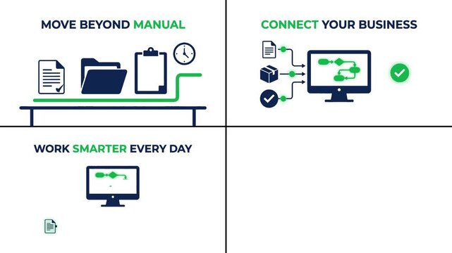 Conceptual Business Process Automation Infographic for Digital Workflow Optimization and Productivity Improvement