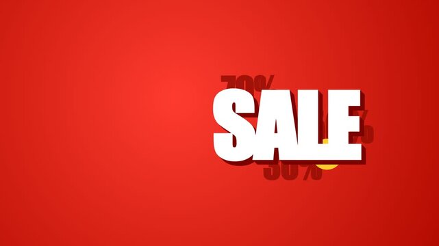 Promotional Retail Sale Banner with Percentage Discounts on a Vibrant Red Background for Business Marketing