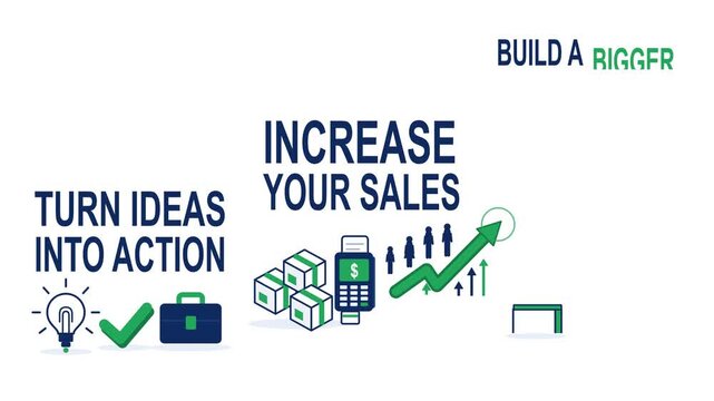 Conceptual Business Growth Illustration Showing the Process of Turning Creative Ideas into Actionable Sales Success