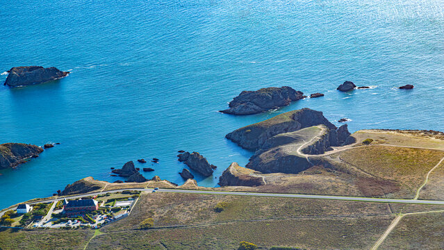 Atlantic coast aerial view morbihan gulf quiberon and morbihan island in french south brittany