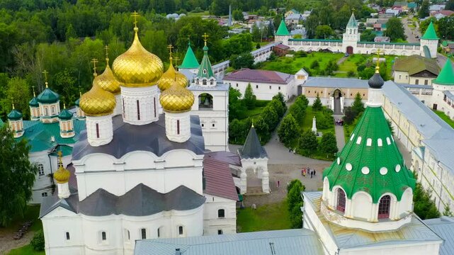 Russia, Kostroma. Holy Trinity Ipatievsky Monastery in Kostroma. Drone footage, Point of interest