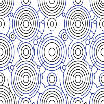 Geometric abstract pattern with interconnected circular nodes and lines