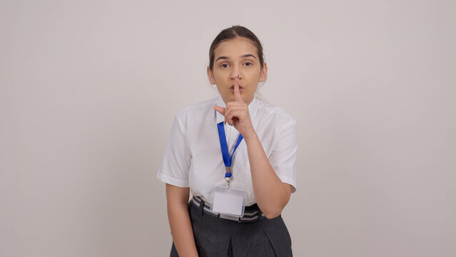Indian Schoolgirl Shushing in Camera