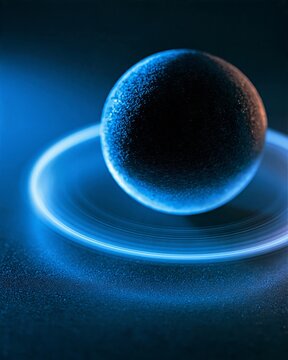 Quantum Data Sphere with Glowing Blue Light Ring