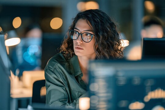 Customer Success Manager Monitoring Delivery Operations at a Computer