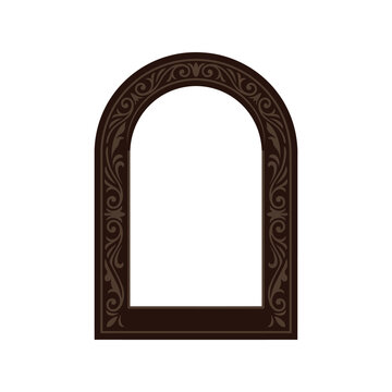 Dark ornate arched frame with intricate border design