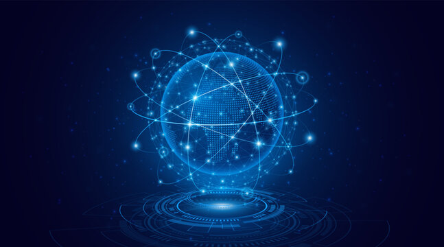 Global connection network background. World map. High-speed internet technology concept or fast wireless data transmission. modern internet network connection technology background