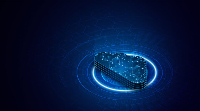 Abstract cloud technology circuit board. Large data center concept. modern cloud storage technology innovation concept background