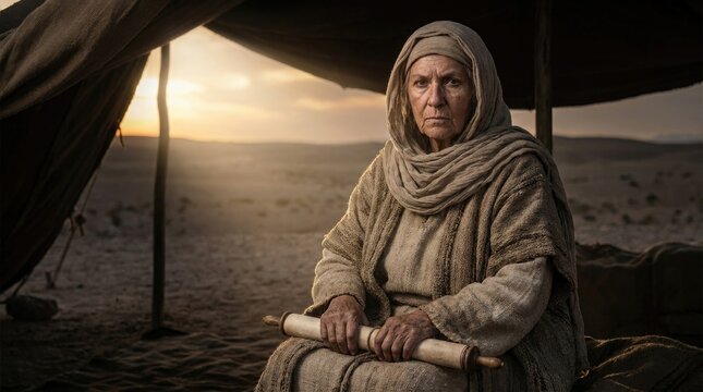 Prophetess desert leader: Deborah heroine, Israel judge, divine oracle, sacred scroll, ancient tent, Lapidoph wife, Judges era, fourth figure, wise elder, Debora matriarch, Devorah woman.