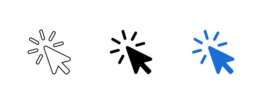 Computer mouse cursor arrow icon set for web interface design and digital navigation user experience