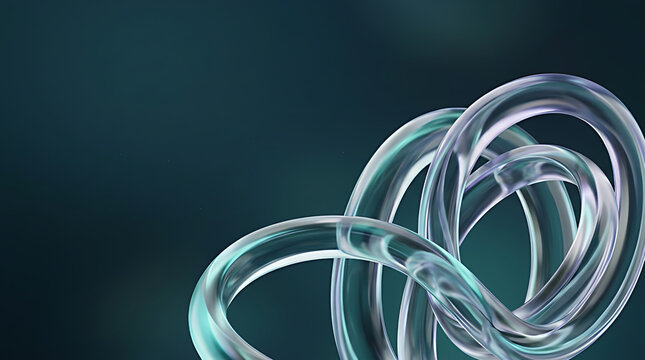 Abstract 3D Glass Swirl Background with Transparent Curves and Soft Teal Lighting