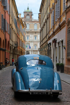 Modena, Italy, June 10, 2026, the Mille Miglia passes through the city, a long-distance road racing competition for classic and historic cars, Bristol 400