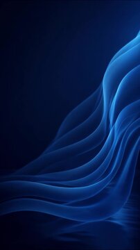 Blue wave motion creates elegant abstract digital background with graceful glowing curves and serene liquid reflections