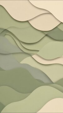 Abstract green paper cutout background features wavy layers creating smooth motion animation for modern design needs