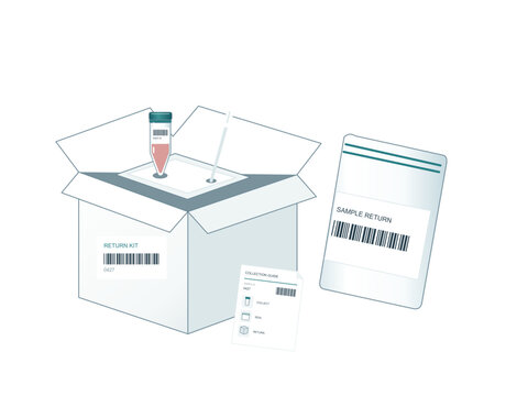Home specimen collection kit with return pouch and sample tube