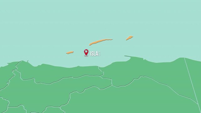 Mapa de Honduras con divisi&oacute;n pol&iacute;tica resaltando el departamento de Islas de la Bah&iacute;a