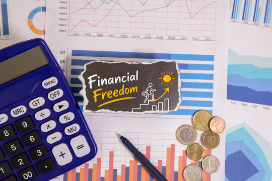 Financial Freedom Concept with Rising Income Chart and Business Growth Strategy on Financial Reports.