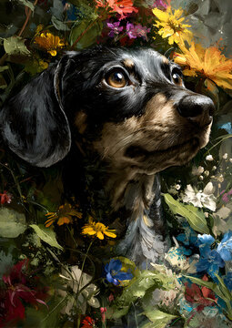 Cute floral dachshund wallpaper