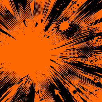 Colorful Grunge Pattern Featuring Dynamic Sports Cartoon Graphics