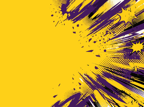 Colorful Halftone Sports Background With Abstract Cartoon Elements
