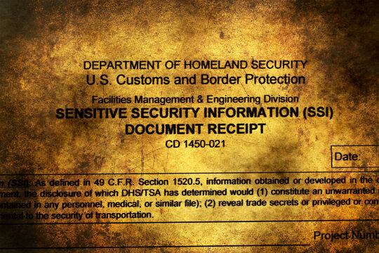 Sensitive Security Information Document on Distressed Grunge Background
