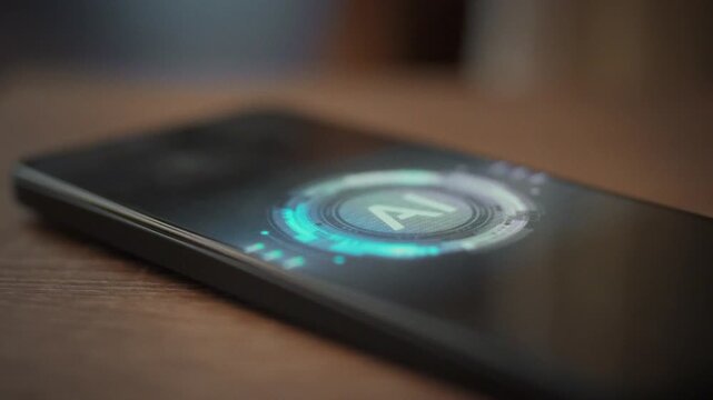 On smartphone's interactive interface, animated sequence walks users through installing personal AI assistant, each step highlighted on display, showcasing artificial intelligence powering the device