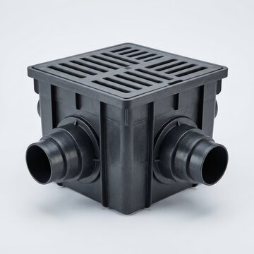 Catch basin with grate and side pipe openings