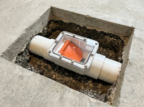Backwater valve installed in an excavated floor opening