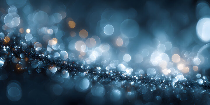 Dark blue abstract bokeh background with soft blurred lights, moody professional texture for serious corporate or technology concepts