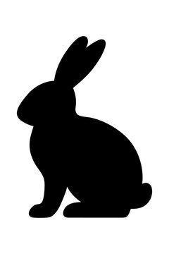 Rabbit sitting silhouette on transparent background