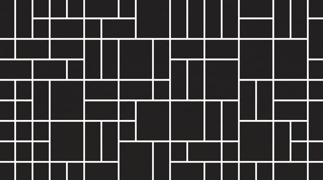 Abstract geometric pattern with black rectangles and white grid lines background texture vector design