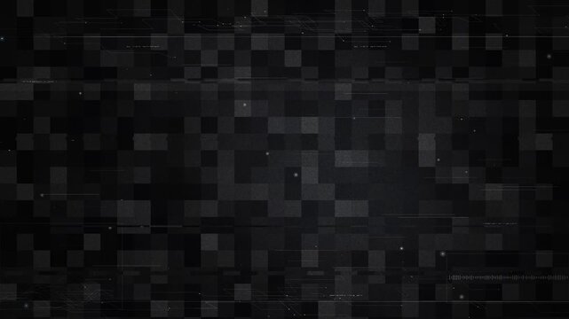 glitch effect with pixelated squares and horizontal lines, digital noise and static, dark background