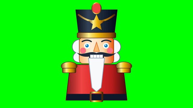 Animated Nutcracker Toy Illustration Green Screen Background