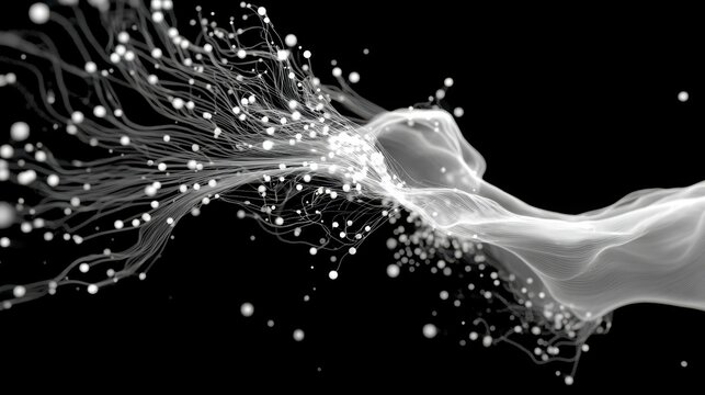 Abstract Flow of Light Particles and Waves in Black Background