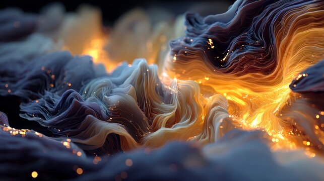 Abstract Colorful Waves of Light and Texture in a Digital Landscape