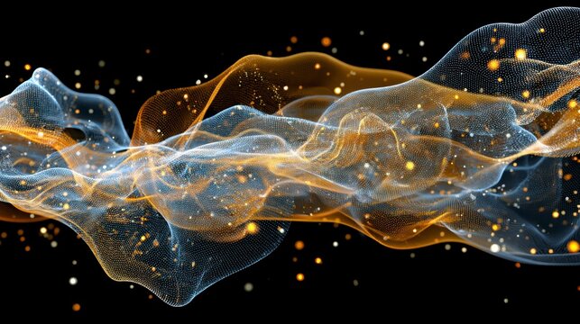 Ethereal Waves of Light and Color Flowing on Dark Background