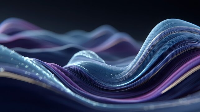 Abstract Colorful Waves in Motion with Light Reflection and Depth