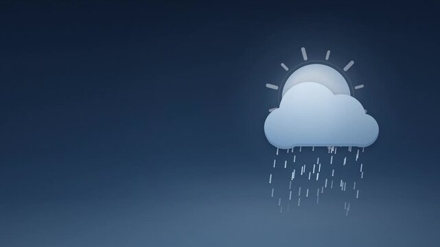 Animated weather forecast icon with sun and raining cloud