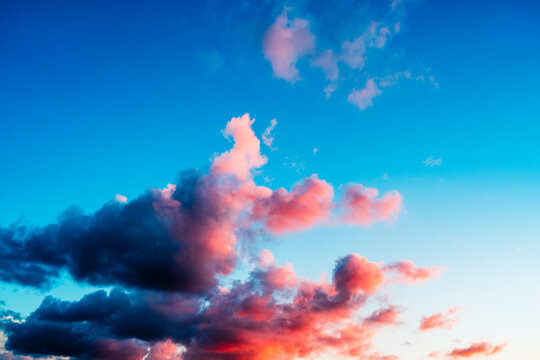 vibrant clouds in blue sky