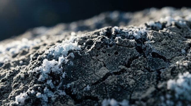 Outer planet satellite surface showing shattered icy regolith infused with phyllosilicate clay minerals and crystalline methane frost.