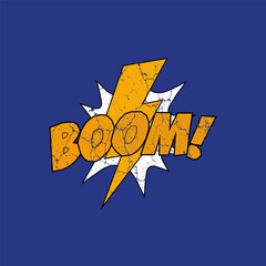 Comic book style boom explosion graphic with distressed texture © Md