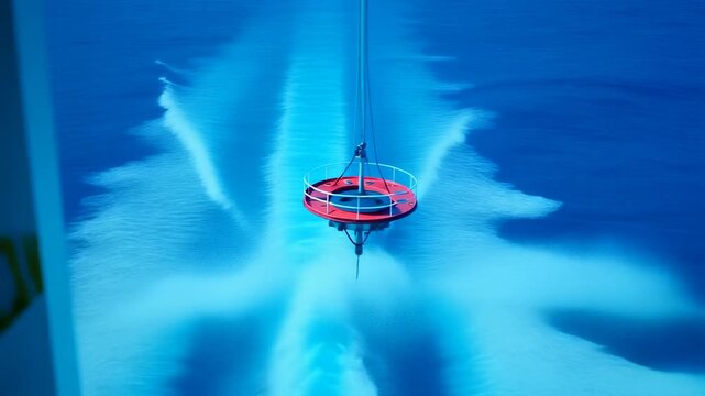 Sampler rosette lowering into the sea