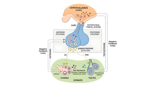 Hypothalamus and Pituitary Gland Endocrine Feedback Loop Diagram
