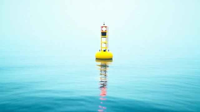 Research buoy blinking on the open sea
