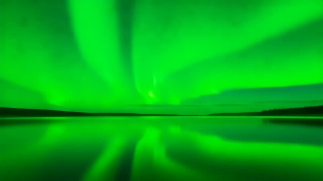 Aurora reflected in a still lake