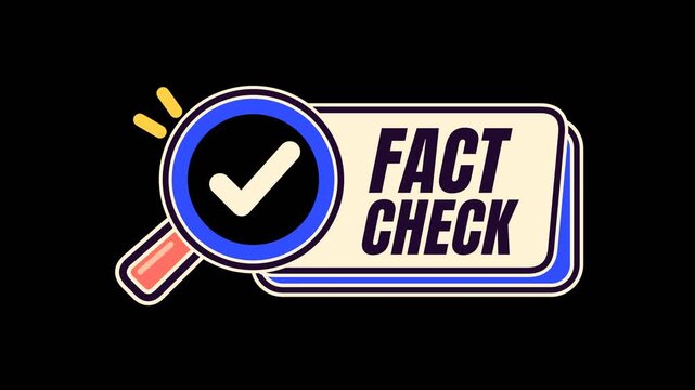 Magnifying Glass Scanning with Fact Check Badge on Black