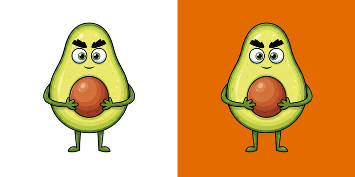 Funny avocado character with a happy face art design