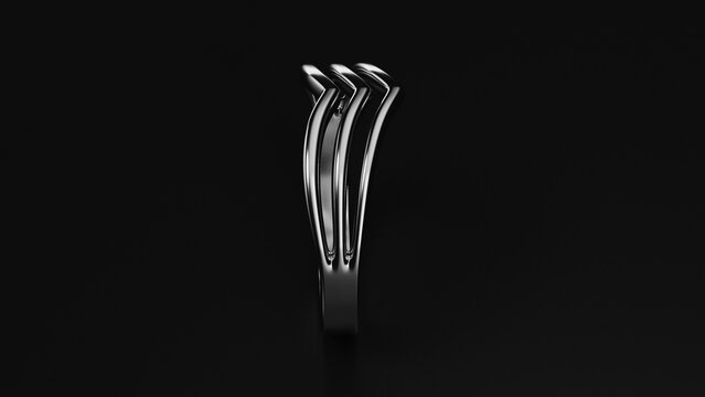 Silver Chevron Triple Band Ring Minimalist Jewelry on dark background