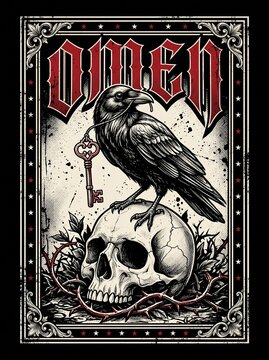 Crow with skull and crossbones illustration design