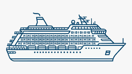 Elegant Cruise Ship Line Art Design for Travel and Maritime Branding © mahin